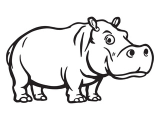 Clean Hippopotamus Sketch Outline