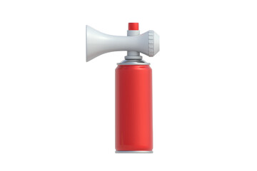 One air horn isolated on white background. Equipment for sports fans. Accessory for celebration. Side view. 3d render