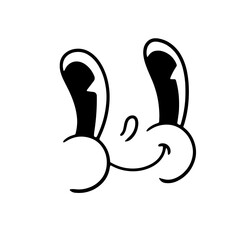 Obraz premium Retro cartoon face. Classic comics from the 1950s and 1960s. Hand-drawn animated illustration. Posters, cards, and graphic design.