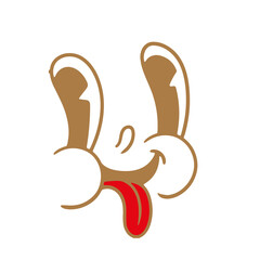 Retro cartoon face. Classic comics from the 1950s and 1960s. Hand-drawn animated illustration. Posters, cards, and graphic design.