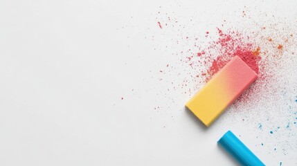 Colored chalk on white background