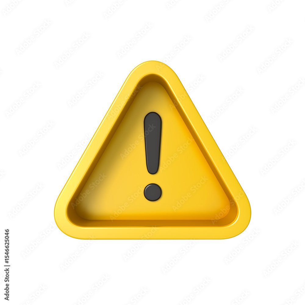 Poster yellow triangle caution warning sign or exclamation mark sign icon isolated on white background crea
