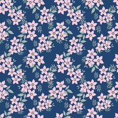 Cute feminine seamless watercolor pattern with little tiny wildflowers, hand drawn