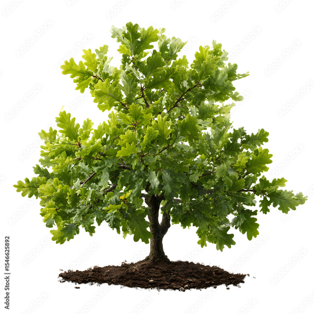 Poster oak tree sapling isolated on transparent background