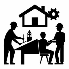 Engineers silhouette vector illustration