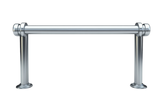 The sleek silver railing guides leading the way with industrial modern sophistication and a on transparent background