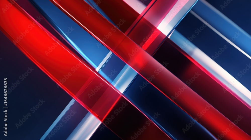 Poster dynamic abstract design with glossy ribbons in usa flag colors