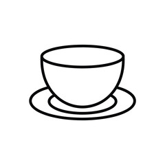 Simple Tea Cup and Saucer Line Icon Vector