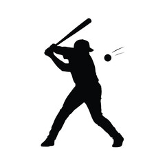 Baseball Player Swinging Bat Silhouette