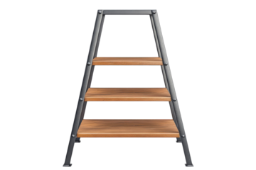 Rustic display shelving evoking a warm inviting ambiance perfect for showcasing cherished on transparent background