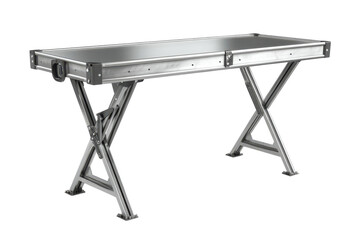 Rugged metal table ready for action evokes workshop ingenuity industrial strength with on transparent background