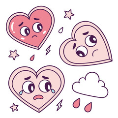 Broken Hearts and Emo Moods – Sad Cute Vector Stickers
