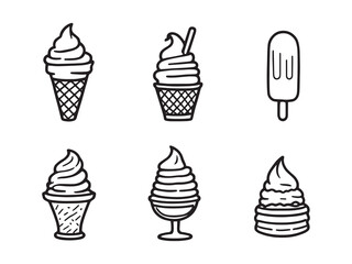 Hand Drawn Ice Cream Line Art