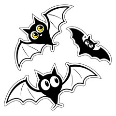 Creepy Eyes and Bats – Simple Vector Stickers
