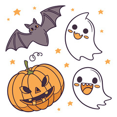 Cute Halloween Doodles – Vector Sticker Collection
