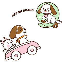 Pet on Board Stickers – Cute Animal Car Decals

