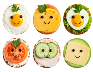 set of funny cartoon vegetables kawali food Transparent Background PNG 