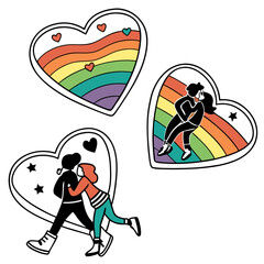 Rainbow Pride Hearts – Inclusive Vector Sticker Pack
