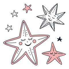 Simple Star Doodles – Hand Drawn Vector Set
