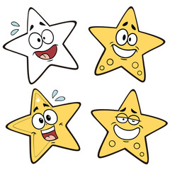 Stars with Emotions – Funny Vector Face Stickers
