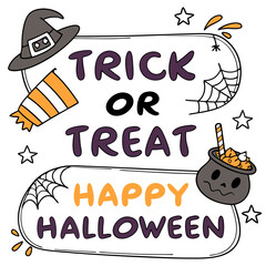 Trick or Treat Phrases – Hand Drawn Sticker Vectors
