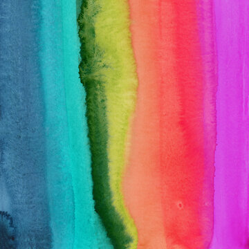 Bright painted watercolor rainbow texture. Hand drawn background with text place