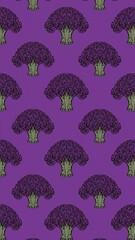 escarole pattern on plain purple bright background cartoon design art illustration background for card or invitation quirky vibrant retro concept
