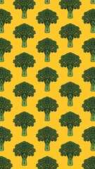escarole pattern on plain yellow bright background cartoon design art illustration background for card or invitation quirky vibrant retro concept