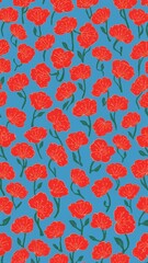 mizuna pattern on plain blue bright background cartoon design art illustration background for card or invitation quirky vibrant retro concept