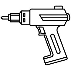 Precision Nail Gun Minimalist Line Illustration