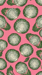 napa cabbage pattern on plain colorful bright background cartoon design art illustration background for card or invitation quirky vibrant retro concept