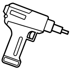 Precision Nail Gun Minimalist Line Illustration