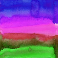 Bright painted watercolor rainbow texture. Hand drawn background with text place