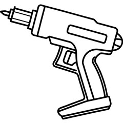 Precision Nail Gun Minimalist Line Illustration