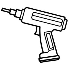 Precision Nail Gun Minimalist Line Illustration