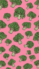 radicchio pattern on plain pink bright background cartoon design art illustration background for card or invitation quirky vibrant retro concept