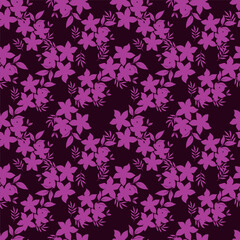 Fototapeta premium Cute feminine seamless watercolor pattern with little tiny wildflowers, hand drawn