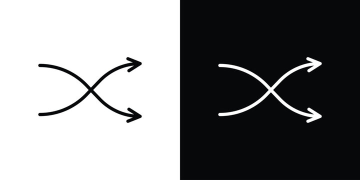 Shuffle arrow icon in black. flat graphic vector icon