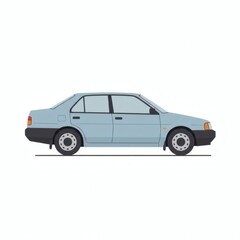 Classic Light Blue Sedan Car Side Profile Illustration Perfect for Automotive Design Projects Retro Vehicle Transportation Design Element