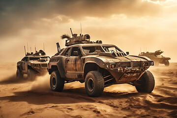 "Futuristic Gaming Battle Cars – Sci-Fi Armored Vehicles for YouTube Thumbnails"
