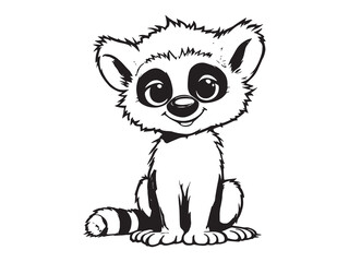 Hand Drawn Lemur Outline Art