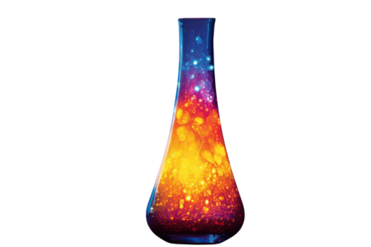 An enchanting lava lamp radiating warmth with its mesmerizing dance of cosmic light against a on transparent background