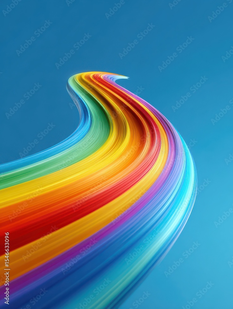 Poster bright and colorful web banner with a swooping rainbow