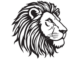 Minimalist Lion Head Black Line Drawing