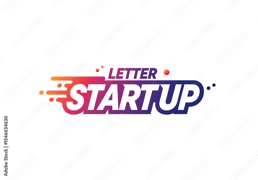 Aufkleber letter startup logo with a gradient color scheme and motion effect on a white background for busines