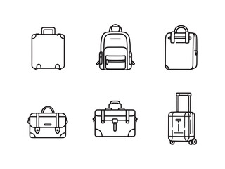 Modern Travel Bag Outline Art