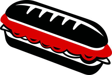 Sub Sandwich / Hoagie silhouette vector on a white background