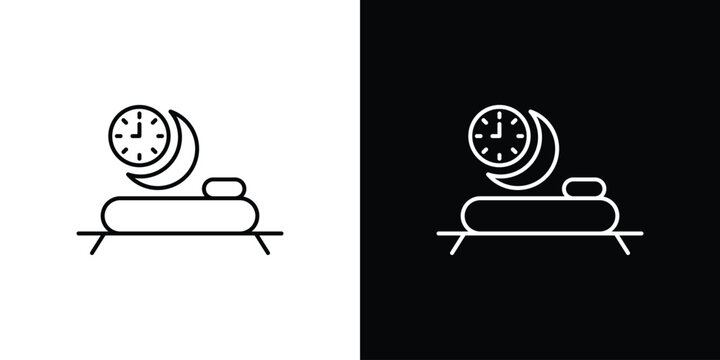Sleeping time icon in black. flat graphic vector icon