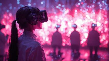 Immersive VR experience with vibrant visuals and multiple users