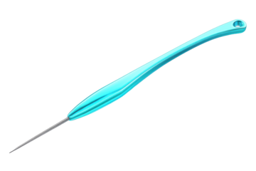 A sleek turquoise medical acupuncture needle poised for healing embodying precision and on transparent background